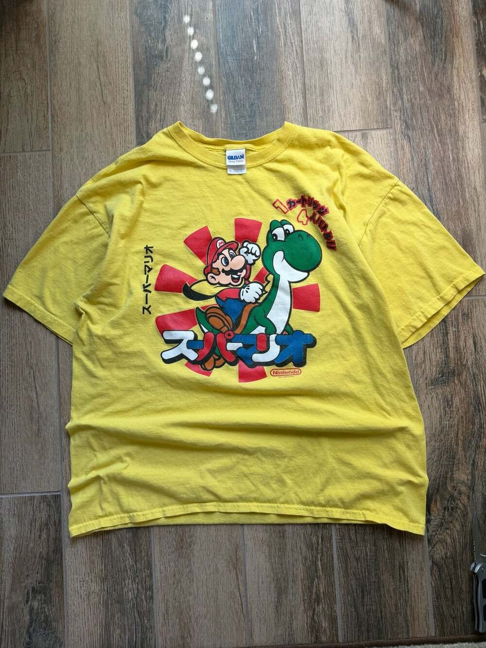 Vintage 2009 Nintendo Super Mario Yoshi Japanese Graphic Yellow T-Shirt XL